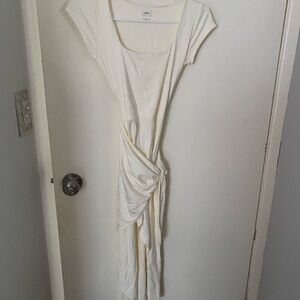 Wilfred Cream Asymmetrical Ruched Sheath Dress